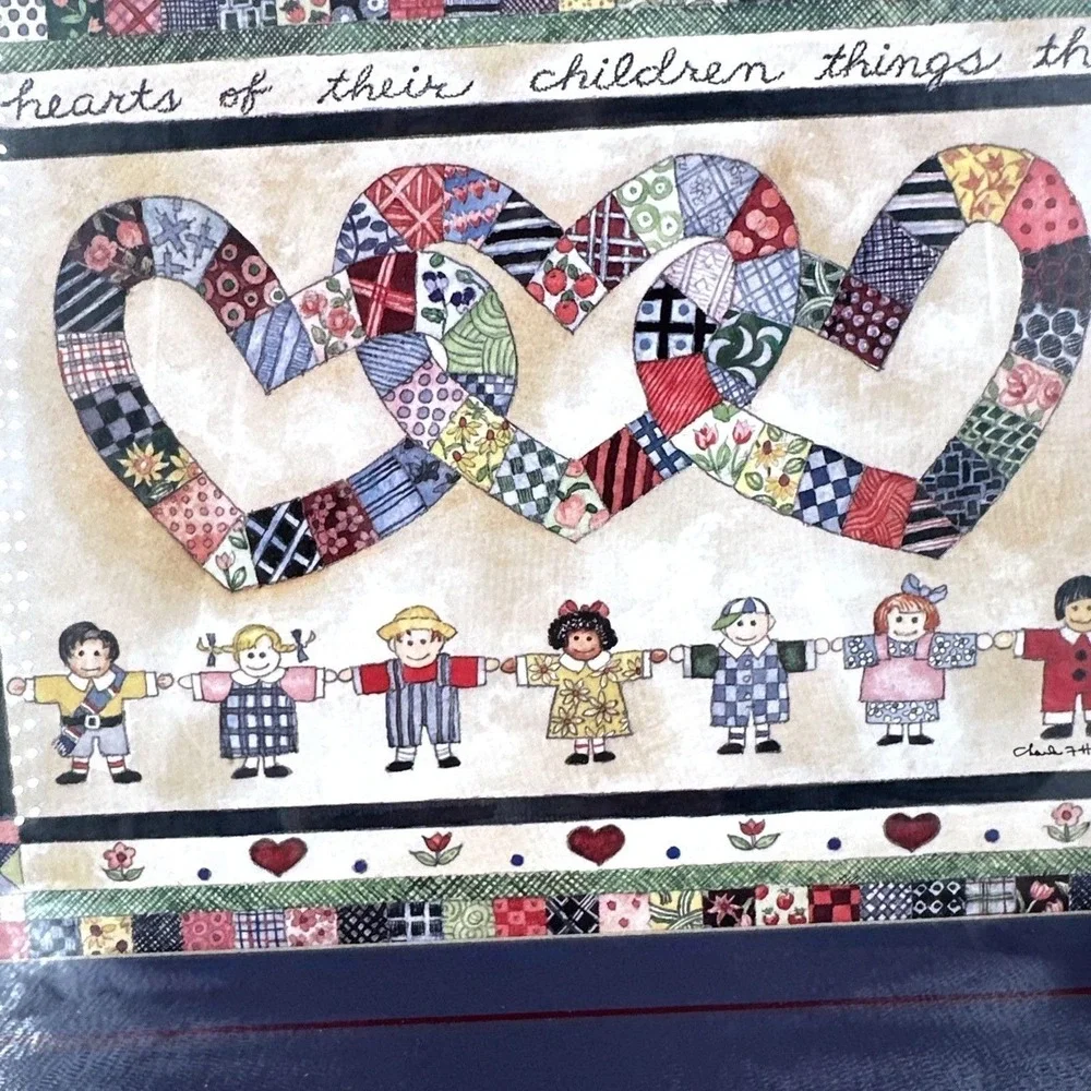 Home Interiors Gifts Chuck‎ Hughey Mothers Hearts Children Framed Folk Art Print